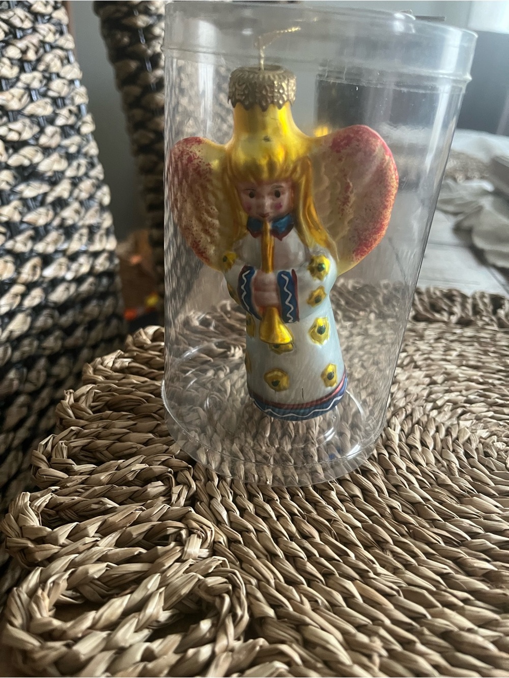 NWT vintage Old world Glass Angel Ornament